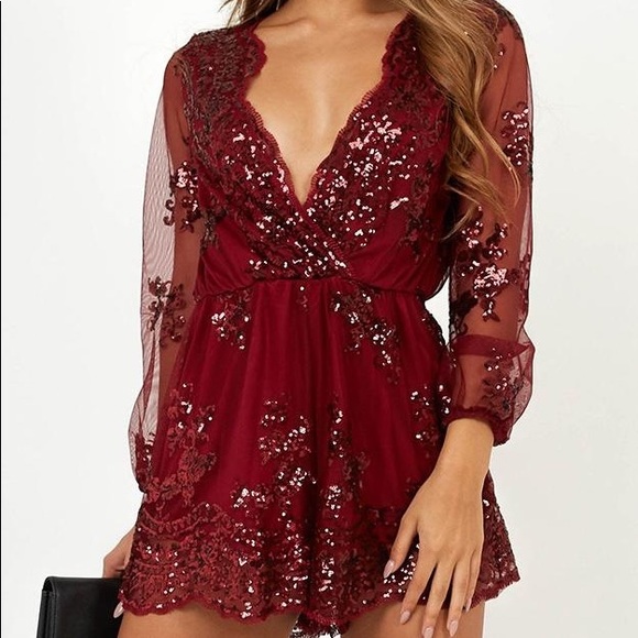 Showpo Wine Romper - Picture 1 of 2